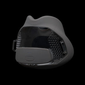 Calibre Breath Tracker in grey on a black background